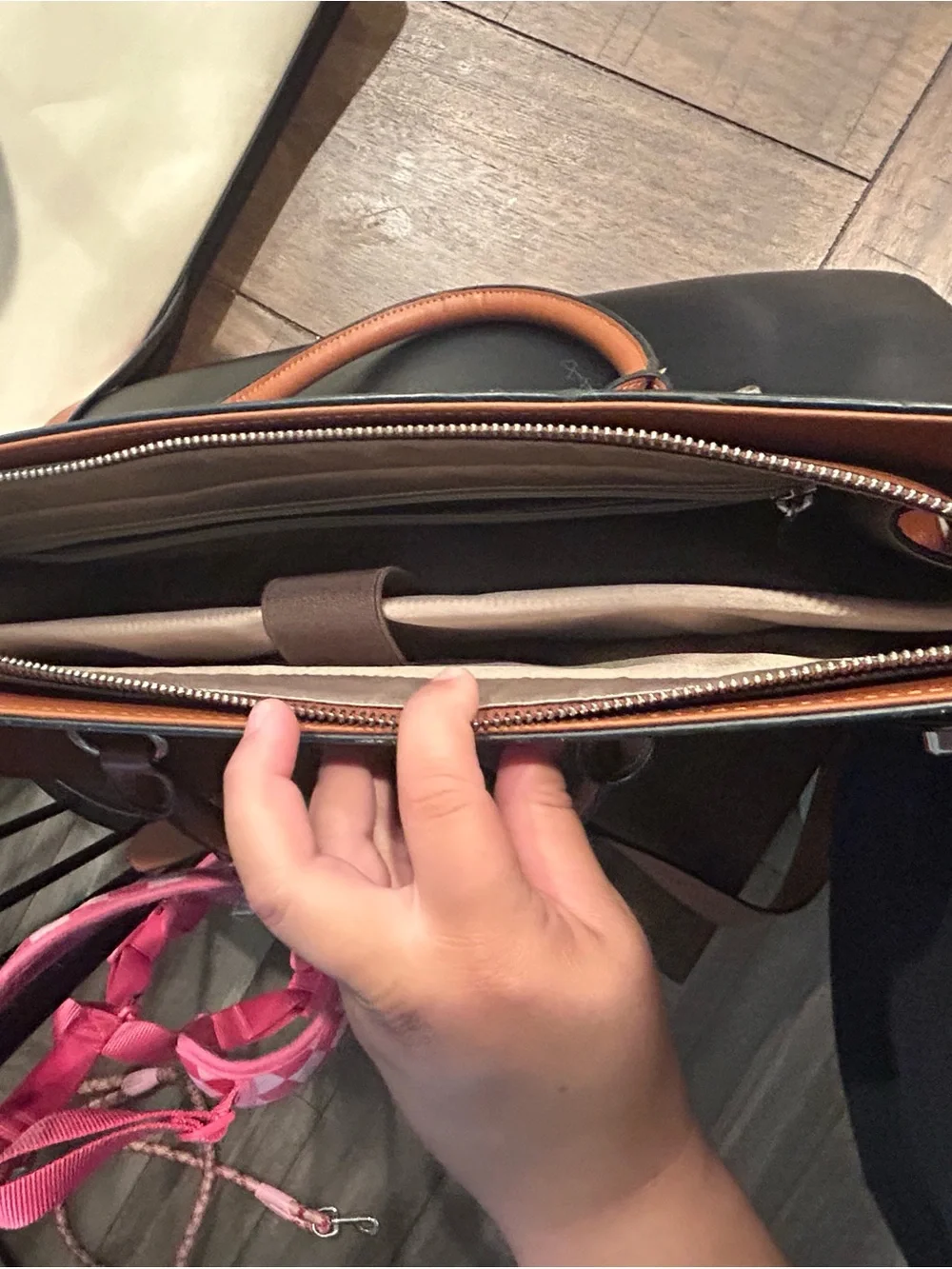 Women’s  Black & Brown Leather Briefcase Bag